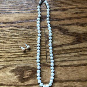 Pearl strand necklace and stud earrings - set